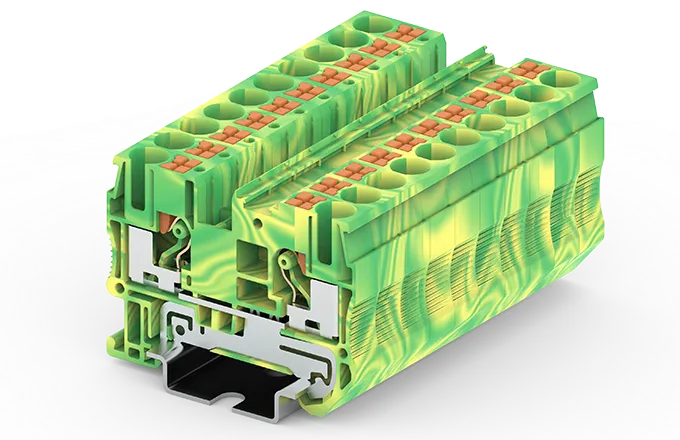 [TP6-2-PE] Bornera de tierra 2 puntos de conexión 20-8 AWG con tecla de accionamiento SUPU