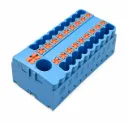 Bornera de distribucion 19 puntos de conexion azul 24-14 AWG 24A con tecla de accionamiento SUPU