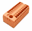 Bornera de distribucion 19 puntos de conexion naranja 24-14 AWG 24A con tecla de accionamiento SUPU