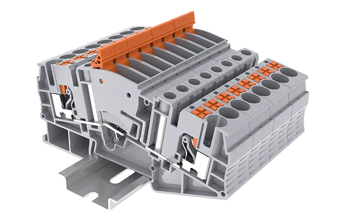 [TPME6-2-JP-GY] Bornera seccionable cortocircuitable conexion push-in calibre 20-10AWG SUPU