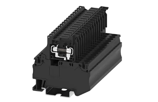 Bornera portafusible  2 puntos de conexión 24-10AWG basculante fusible 5x20mm sin indicador