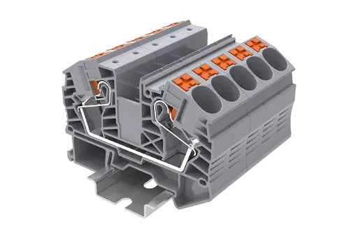 Bornera 2 puntos de conexión gris 20-4 AWG con tecla de accionamiento SUPU