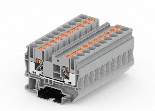 Bornera de paso 2 puntos de conexión gris 20-8AWG 40A con tecla de accionamiento SUPU